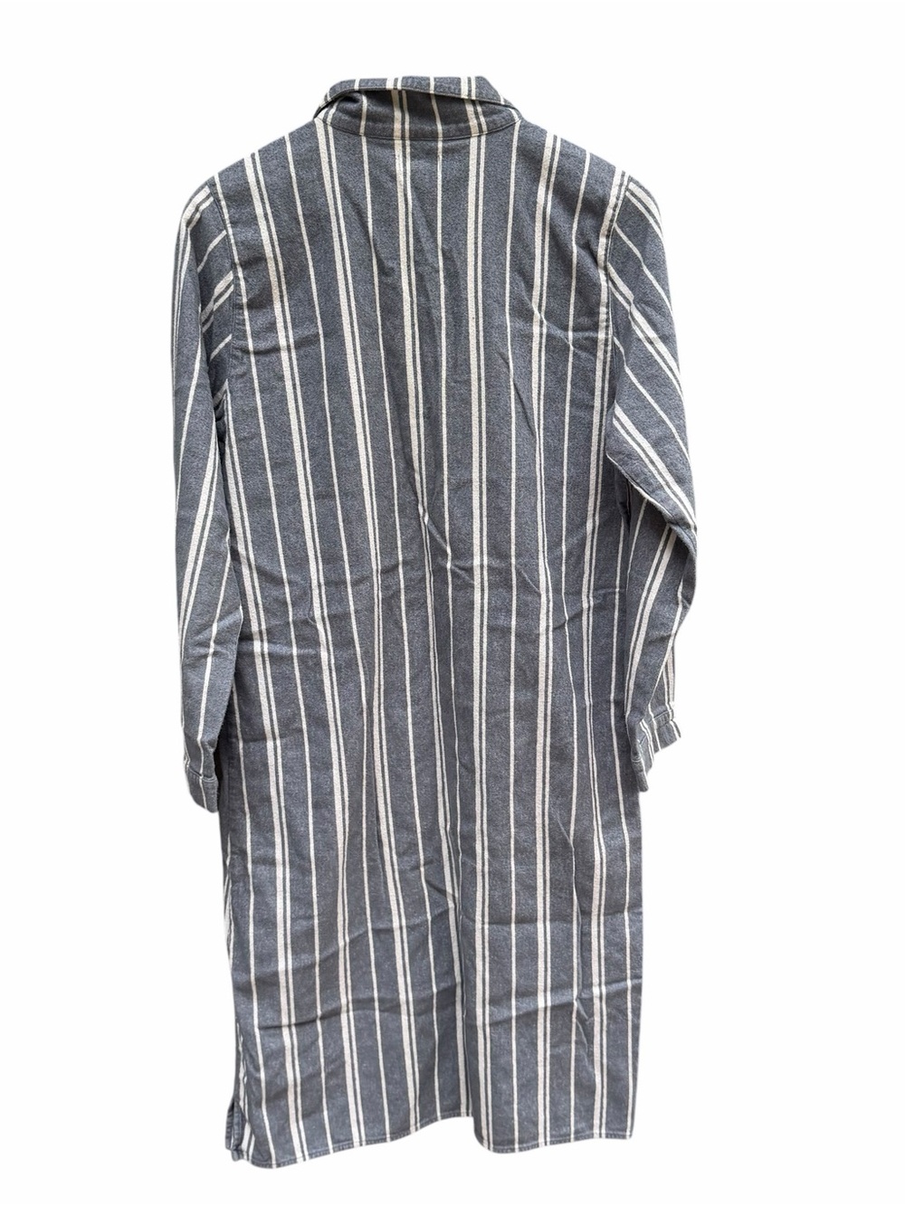 Garnet Hill Flannel Shirt Dress Small Gray Blue White Stripe 100% Cotton - Picture 7 of 10
